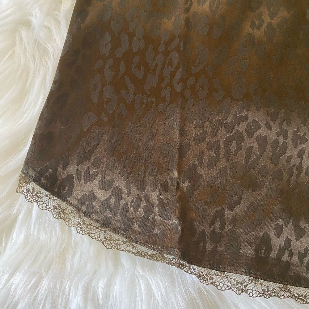 La Miel Lace Trim Silky Camisole Leopard Print Olive Color Size Large NWT - Picture 6 of 7